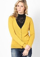 S Oliver Yellow Full Sleeve Shrugs women