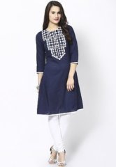 Sangria Cotton Navy Blue Kurti women