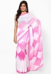 Sattika Cotton Blend White Saree women