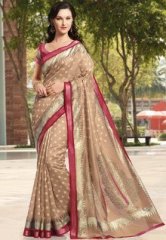 Sattika Silk Blend Brown Saree women