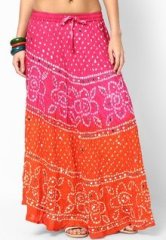 Seeya Fuchsia Jaipuri Bandhej Long Skirt women