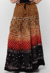 Seeya Multi Color Hand Bendhej Tye & Dye Full Length Skirt women