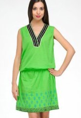 Shakumbhari Sleeve Less Embellished Green Dress women