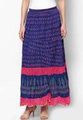 Shree Cotton Royal Blue Printed Skirt women