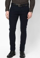 Silver Streak Solid Navy Blue Slim Fit Chinos men