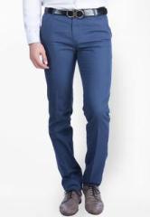 Sixth Element Solid Blue Casual Trouser men