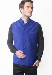 Skookie Solid Blue Ethnic Jacket men