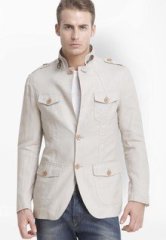 Smokestack Solid Beige Blazer men