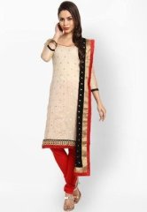 Soch Beige Embellished Dress Material women