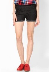 Softwear Solid Black Shorts women