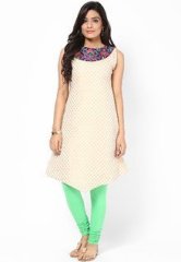 Span Cotton Cream Kurta women