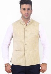 Sportking Solid Beige Ethnic Jacket men