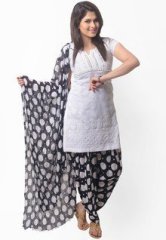 Stri Black And White Printed Bottom & Dupatta Set women