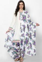 Stri White Printed Bottom & Dupatta Sets women