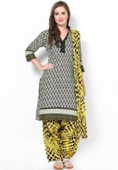 Stri Yellow Printed Patiala Salwar With Dupatta women