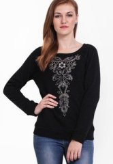 Stykin Black Embroidered Sweatshirt women