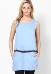 Style Quotient Blue Tunic With Pockets & Belt women