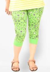 Sublime Green Printed Capri women