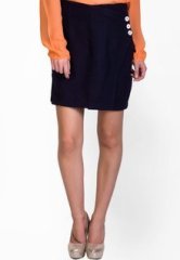 Sugar Her Navy Blue Solid Skirt women