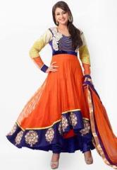 Surat Tex Orange Embroidered Dress Material women