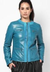 Suxus Blue Solid Winter Jacket women