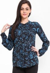 Sweet Lemon Black And Blue Print Coloured Viscose Tunic