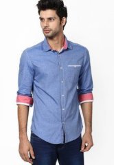 Taanz Solid Blue Casual Shirt men