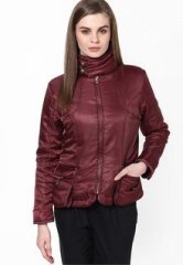 The Gud Look Wine Solids Winter Jacket women