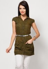 The Vanca Mega Sleeves Washed Green Tunic women