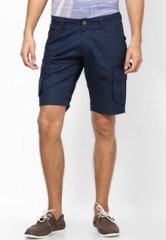 The Vanca Solid Navy Blue Regular Fit Shorts men