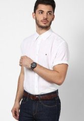 Tommy Hilfiger Classic White Linen Casual Shirts men