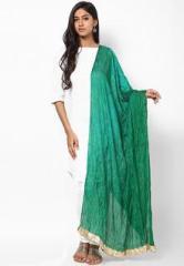 Tripti Silk Green Solid Dupatta women