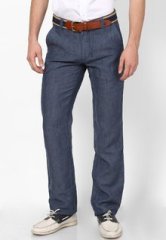 Turtle Solid Blue Casual Trouser men