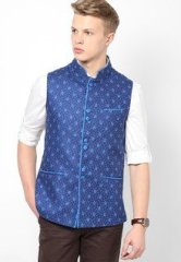 Tuxedo Printed Blue Waistcoat men