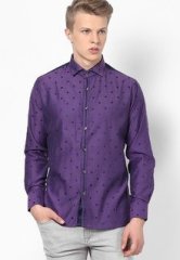 Tuxedo Printed Purple Casual Shirt men