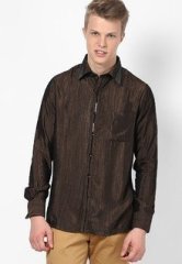 Tuxedo Solid Brown Casual Shirt men