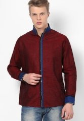 Tuxedo Solid Maroon Casual Shirt men