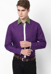 Tuxedo Solid Purple Casual Shirt men