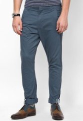 United Colors Of Benetton Aqua Blue Stretch Cotton Chinos men