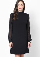 United Colors Of Benetton Black F/Slv Dress With V At Back women