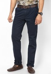 United Colors Of Benetton Blue Solid Slim Fit Basic Trouser In Stretch men