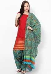 Vedic Cotton Blue Printed Patiala And Dupatta Set women