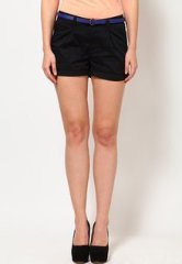 Vero Moda Black Chino Shorts With Contrast Blue Belt women