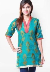 Vida Green Printed Kurti women