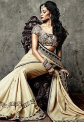 Vishal Iifa Collection By Vkram Phadnis Beige Embroidered Saree women