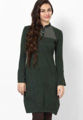 W Acrylic Green Solid Kurta women