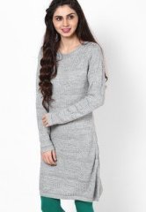 W Acrylic Grey Solid Kurta women