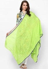 W Green Solid Viscose Dupatta women