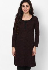 W Jaquard Black Solid Kurta women