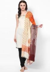 W Maroon Printed Dupatta women